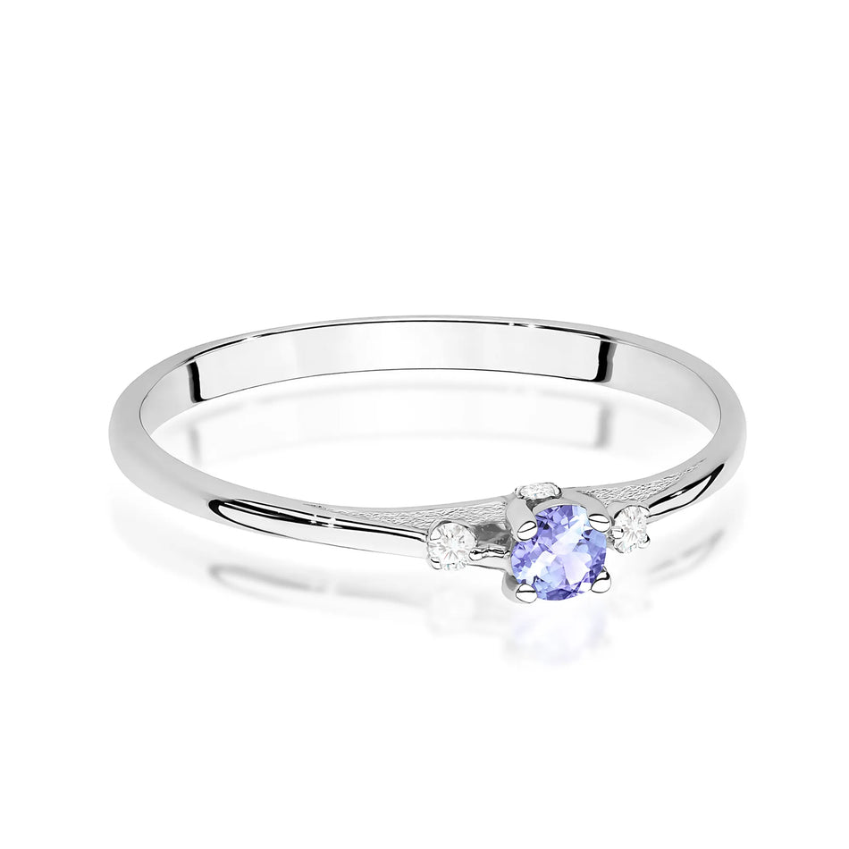 Zlatý prsten s 0,15ct tanzanitem a 0,046ct diamanty
