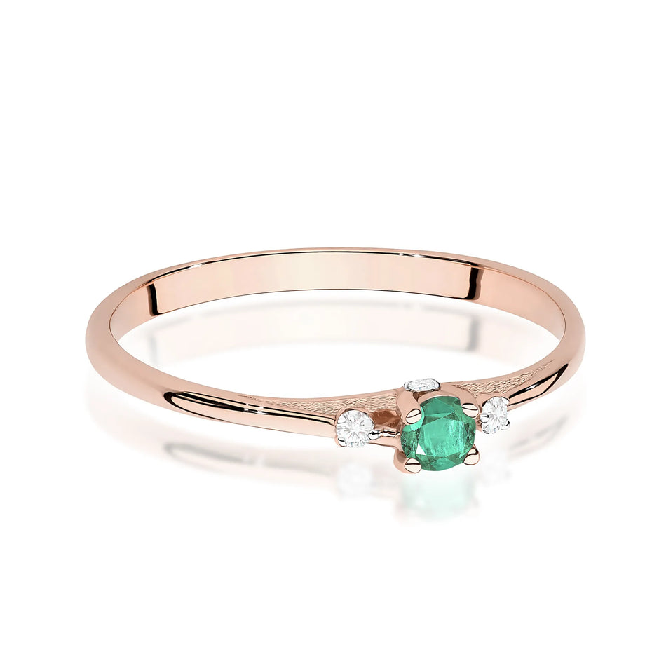 Gold Ring with 0.15ct Emerald and 0.046ct Diamonds