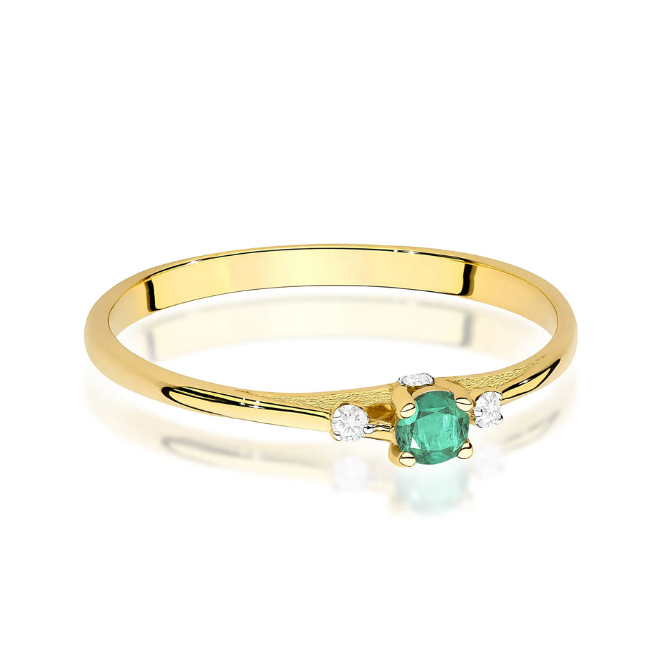 Gold Ring with 0.15ct Emerald and 0.046ct Diamonds