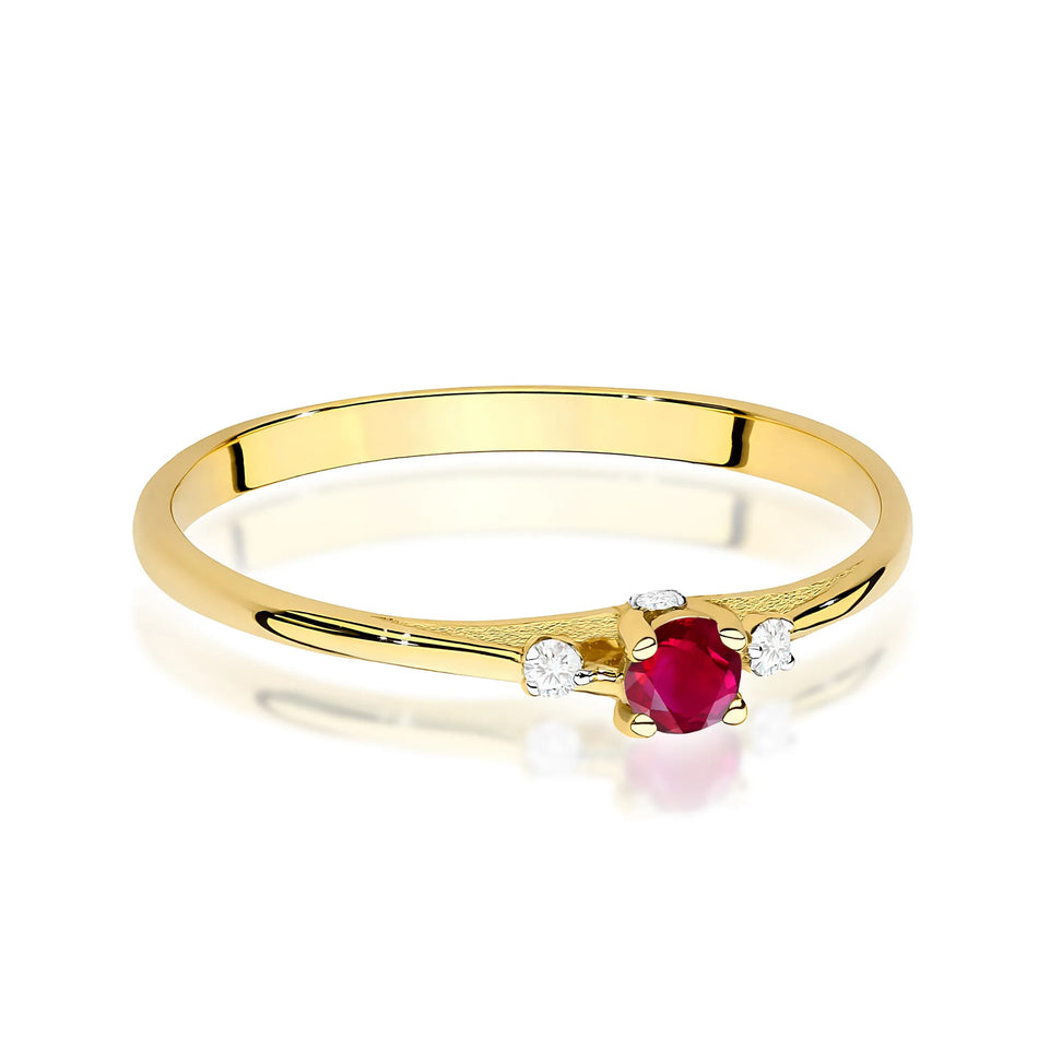 Gold Ring with 0.15ct Ruby and 0.046ct Diamonds