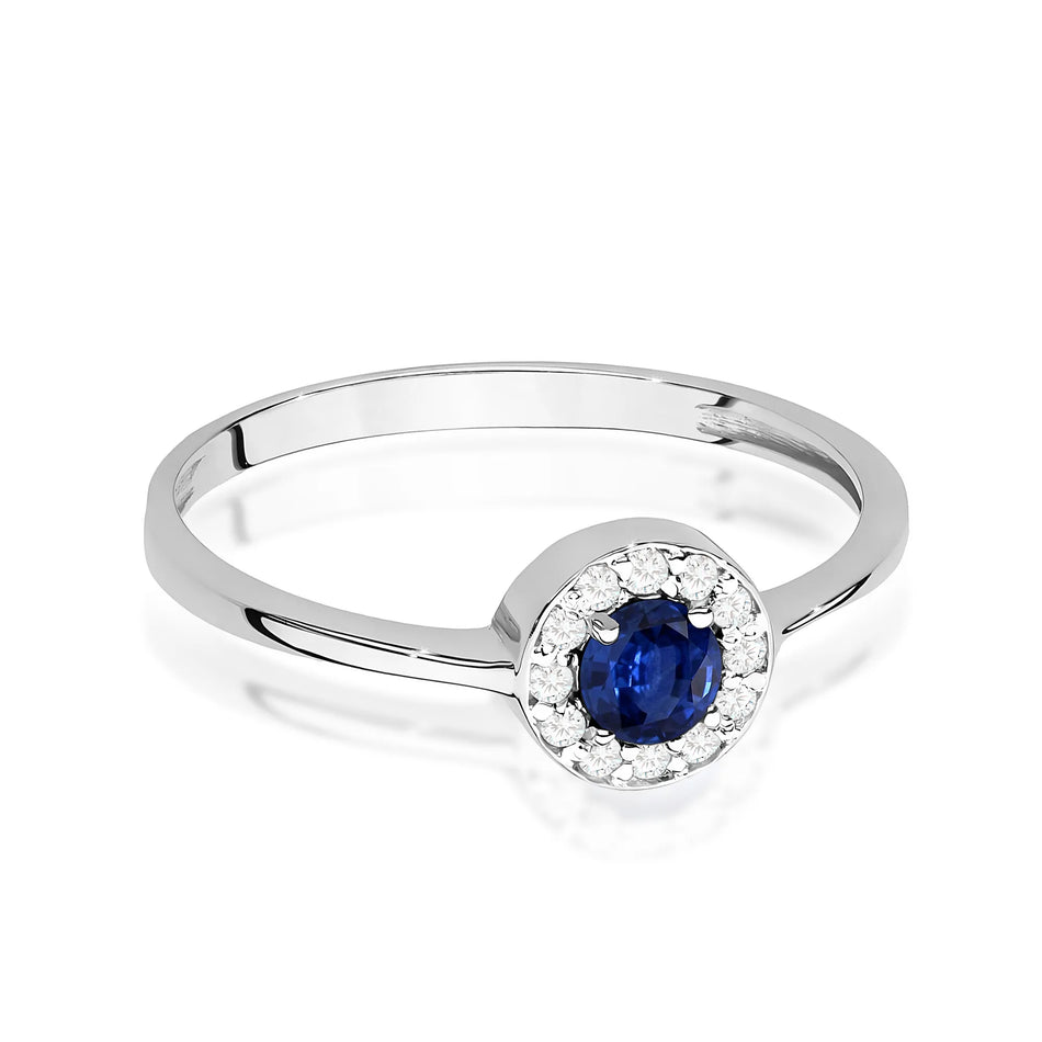 Gold Ring with 0.30ct Sapphire and 0.103ct Diamonds