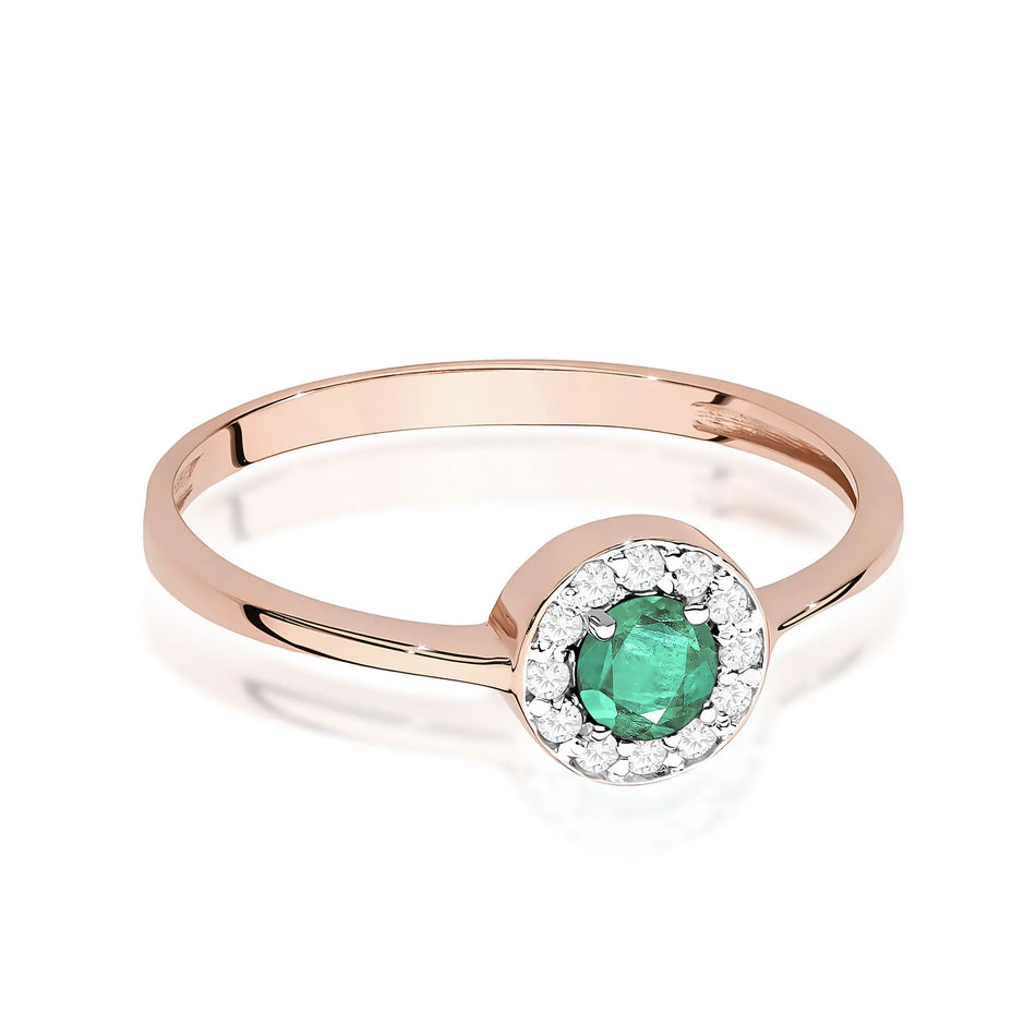 Gold Ring with 0.30ct Emerald and 0.103ct Diamonds