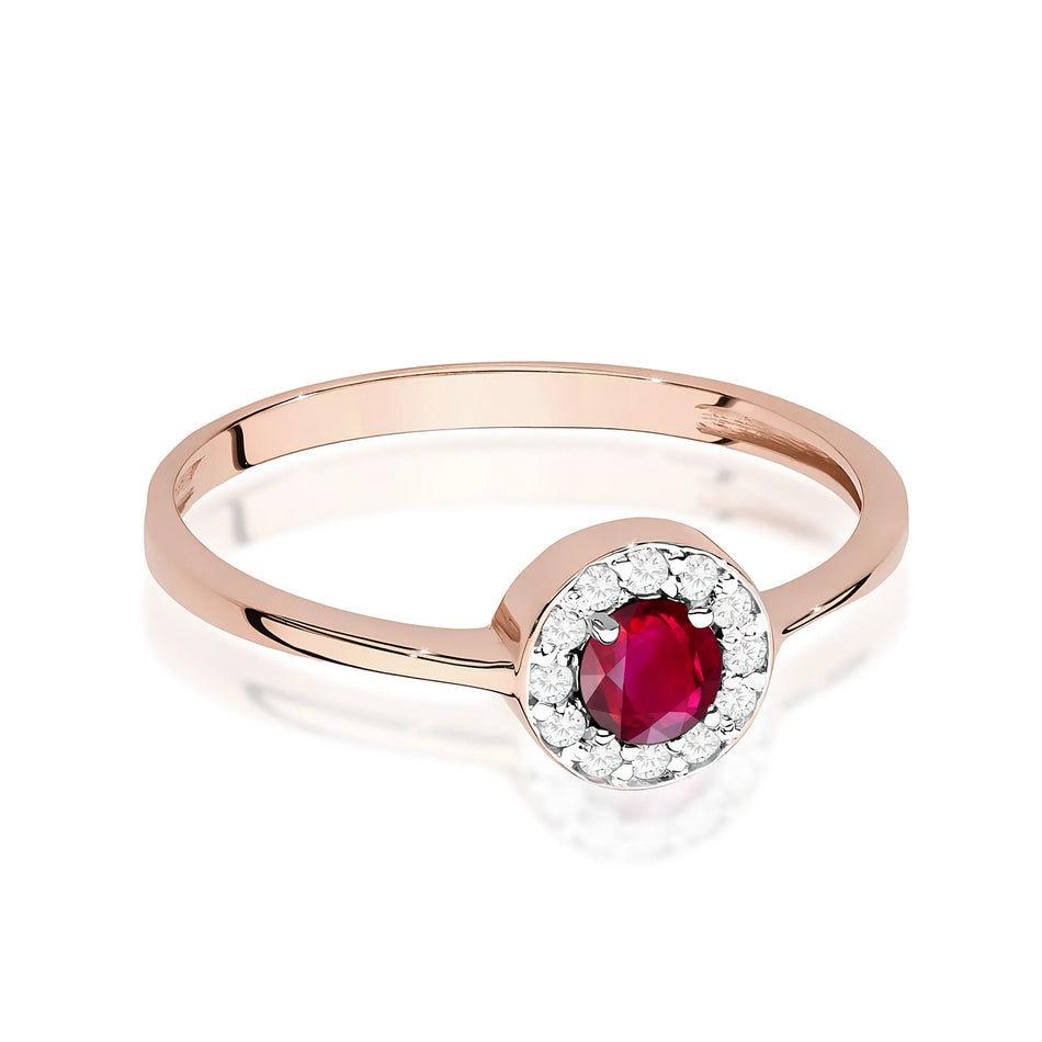 Gold Ring with 0.30ct Ruby and 0.103ct Diamonds