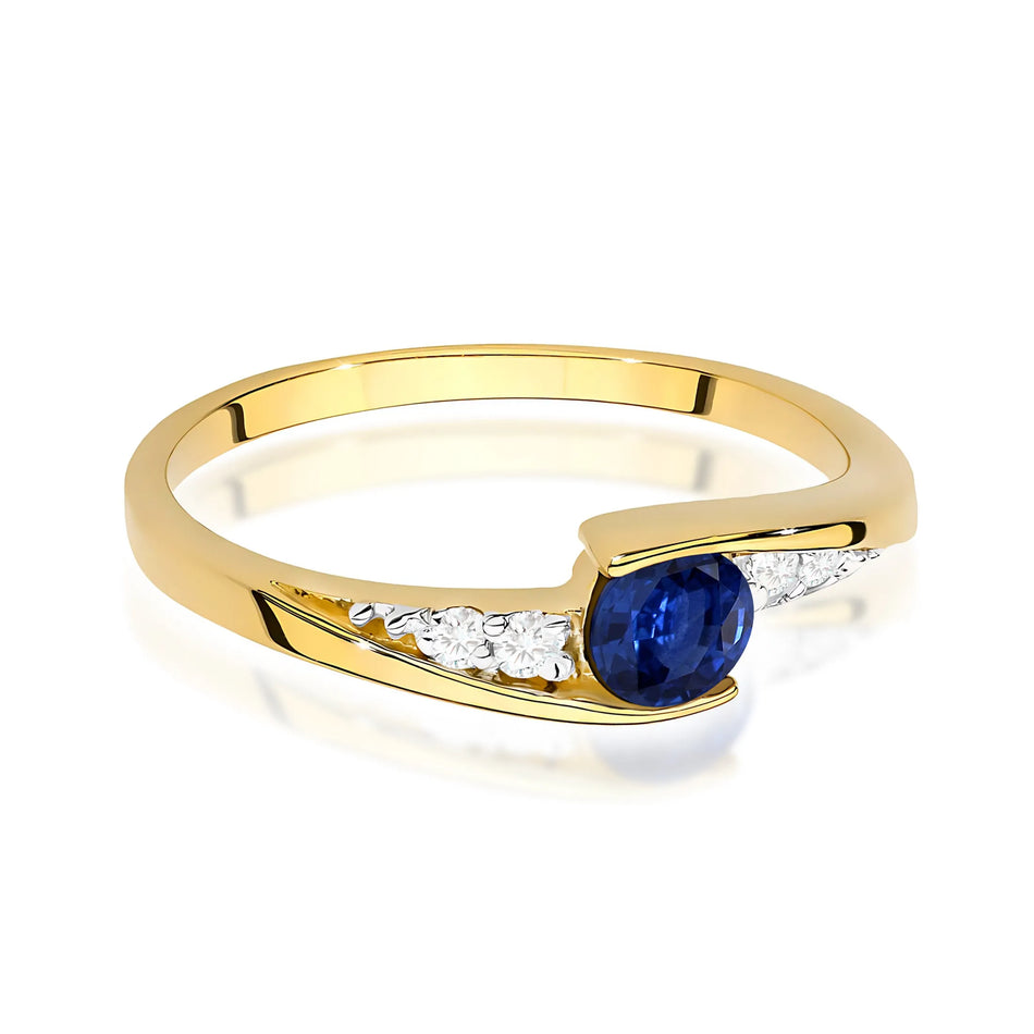 Gold Ring with 0.30ct Sapphire and 0.058ct Diamonds