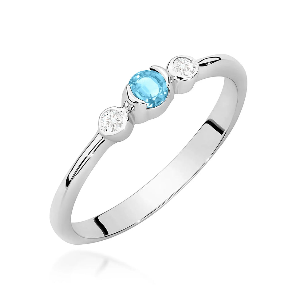 Zlatý prsten s topazem 0,15 ct a diamanty 0,06 ct