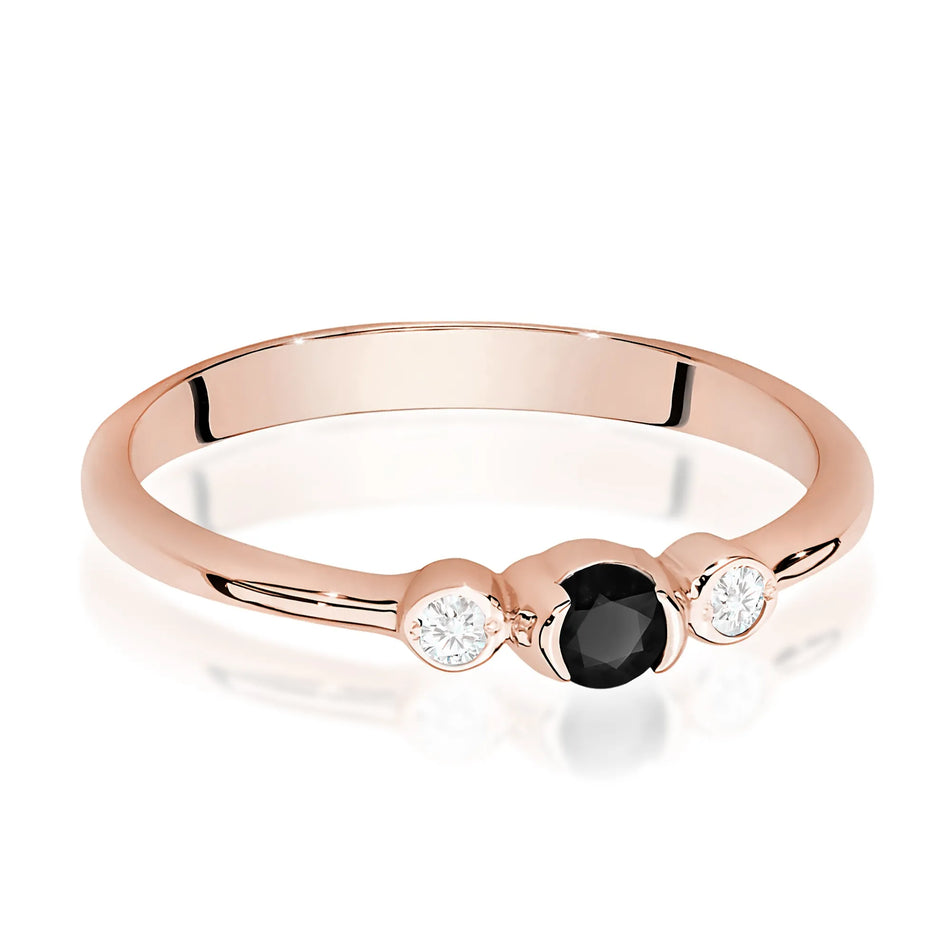 Gold Ring with 0.12ct Black Diamond and 0.06ct Diamonds