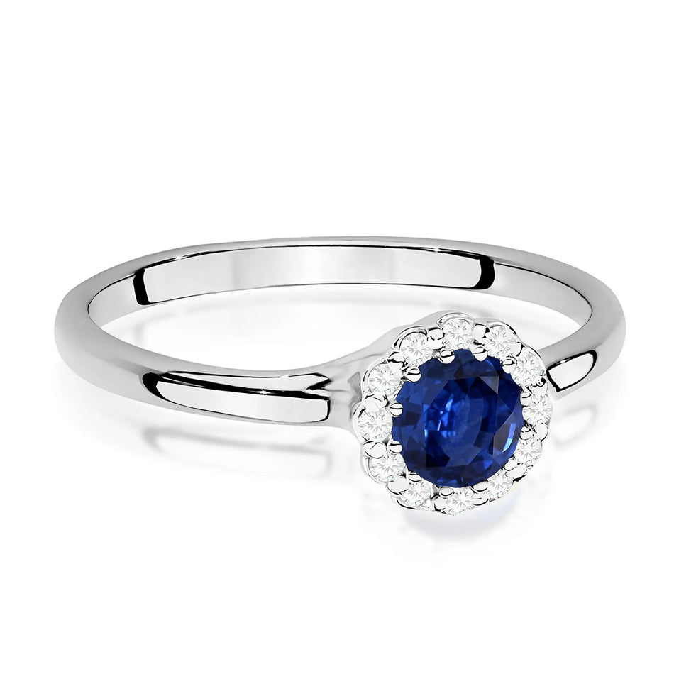 Gold Ring with 0.50ct Sapphire and 0.103ct Diamonds