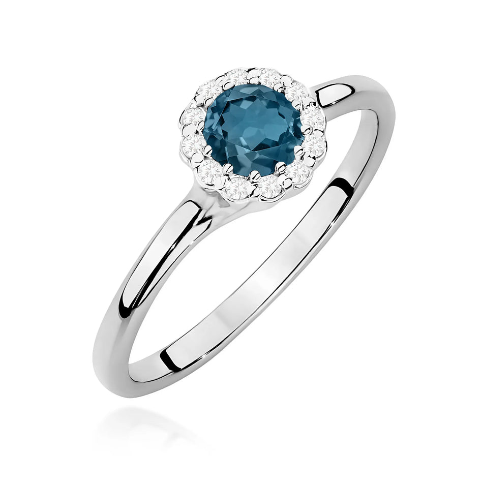 Zlatý prsten s 0,50ct topazem London Blue a 0,103ct diamanty