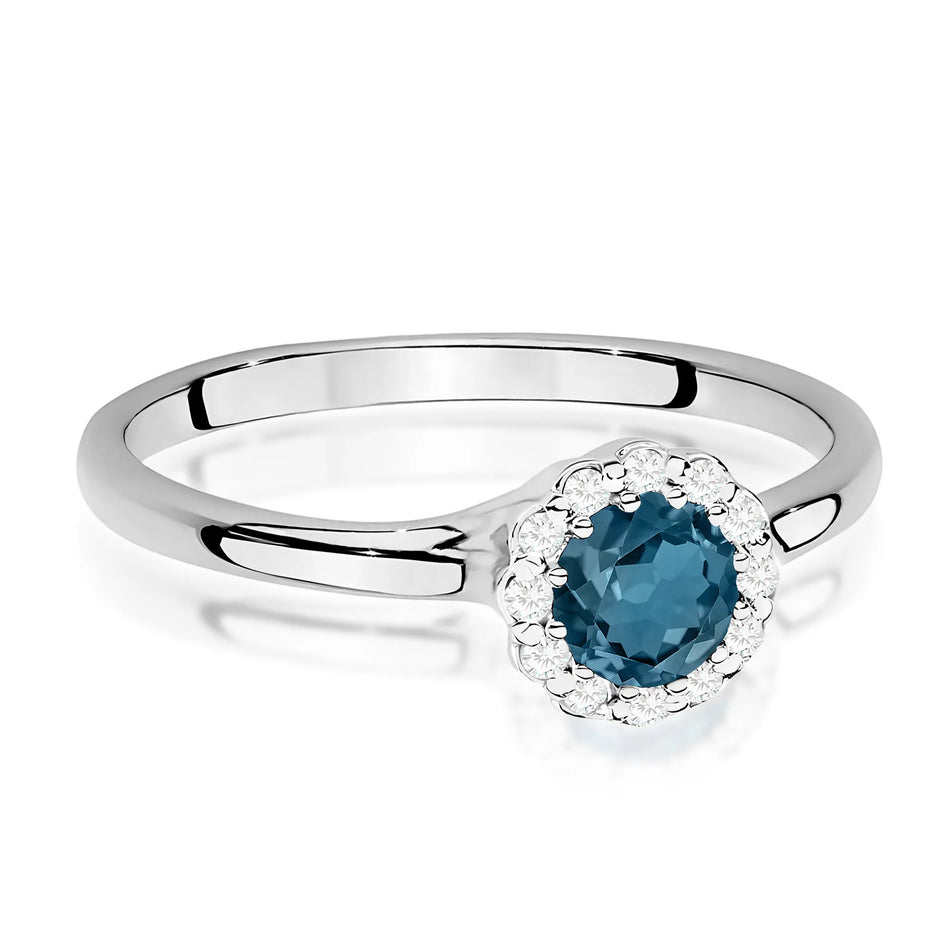 Zlatý prsten s 0,50ct topazem London Blue a 0,103ct diamanty