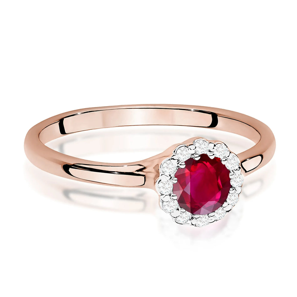 Gold Ring with 0.60ct Ruby and 0.103ct Diamonds