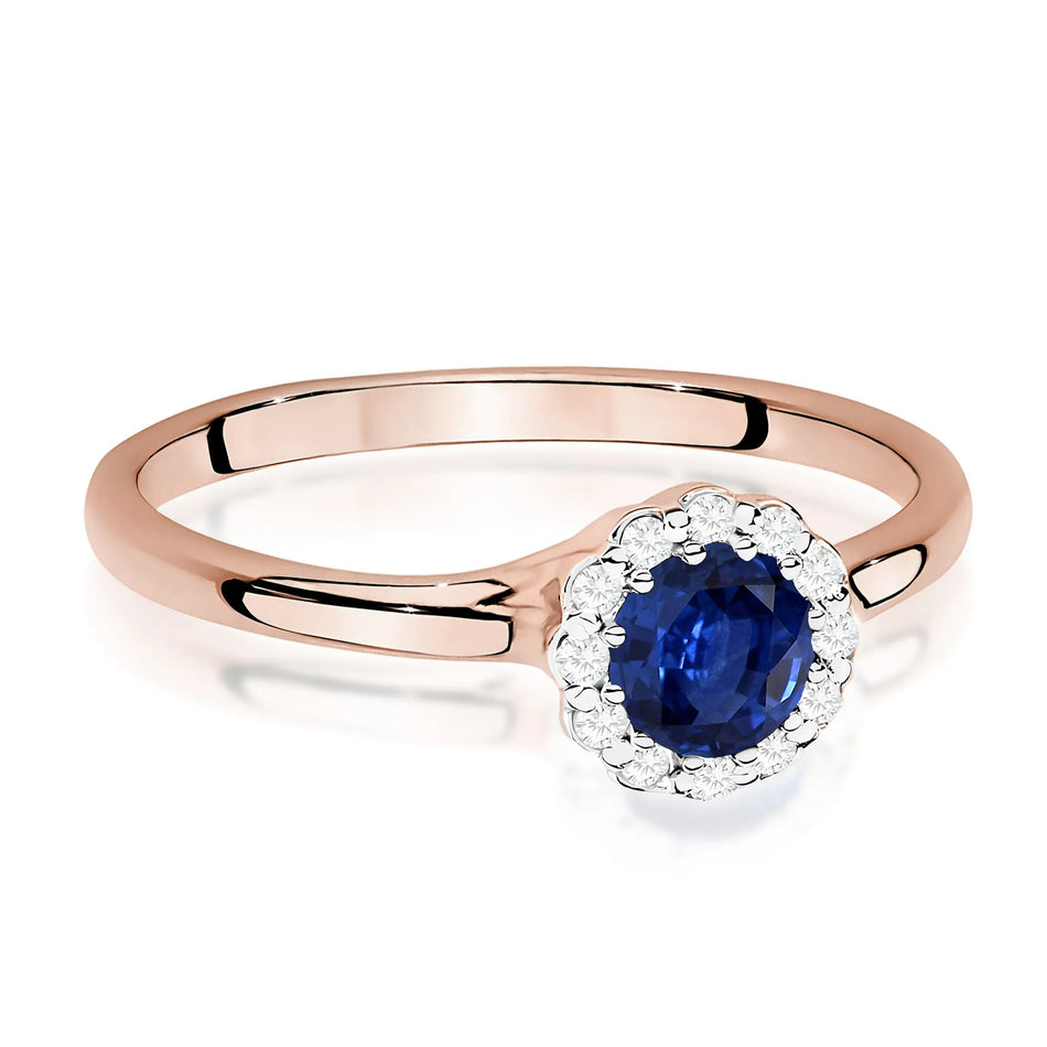 Gold Ring with 0.50ct Sapphire and 0.103ct Diamonds