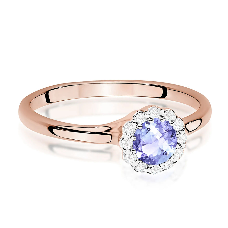 Zlatý prsten s 0,50ct tanzanitem a 0,103ct diamanty