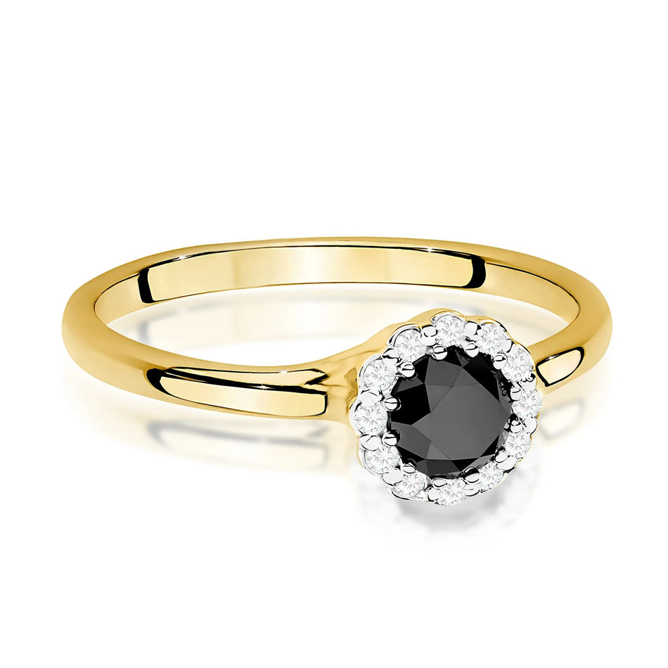 Gold Ring with 0.50ct Black diamond and 0.103ct Diamonds