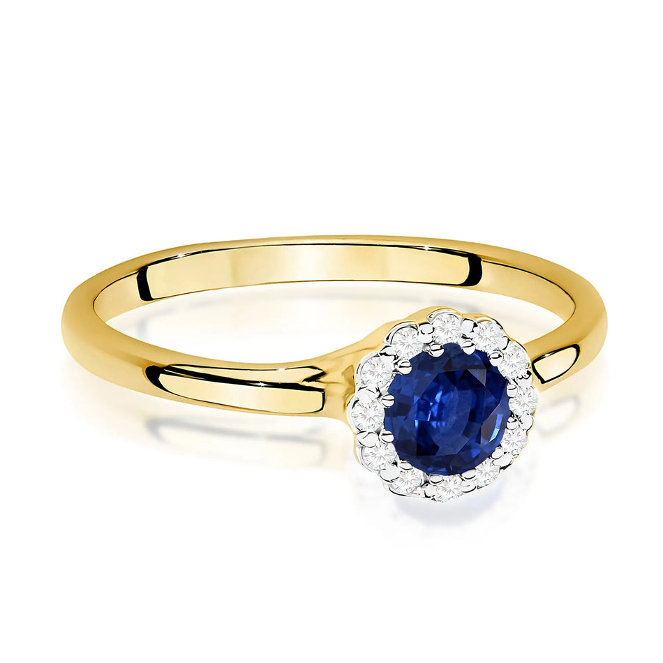 Gold Ring with 0.50ct Sapphire and 0.103ct Diamonds