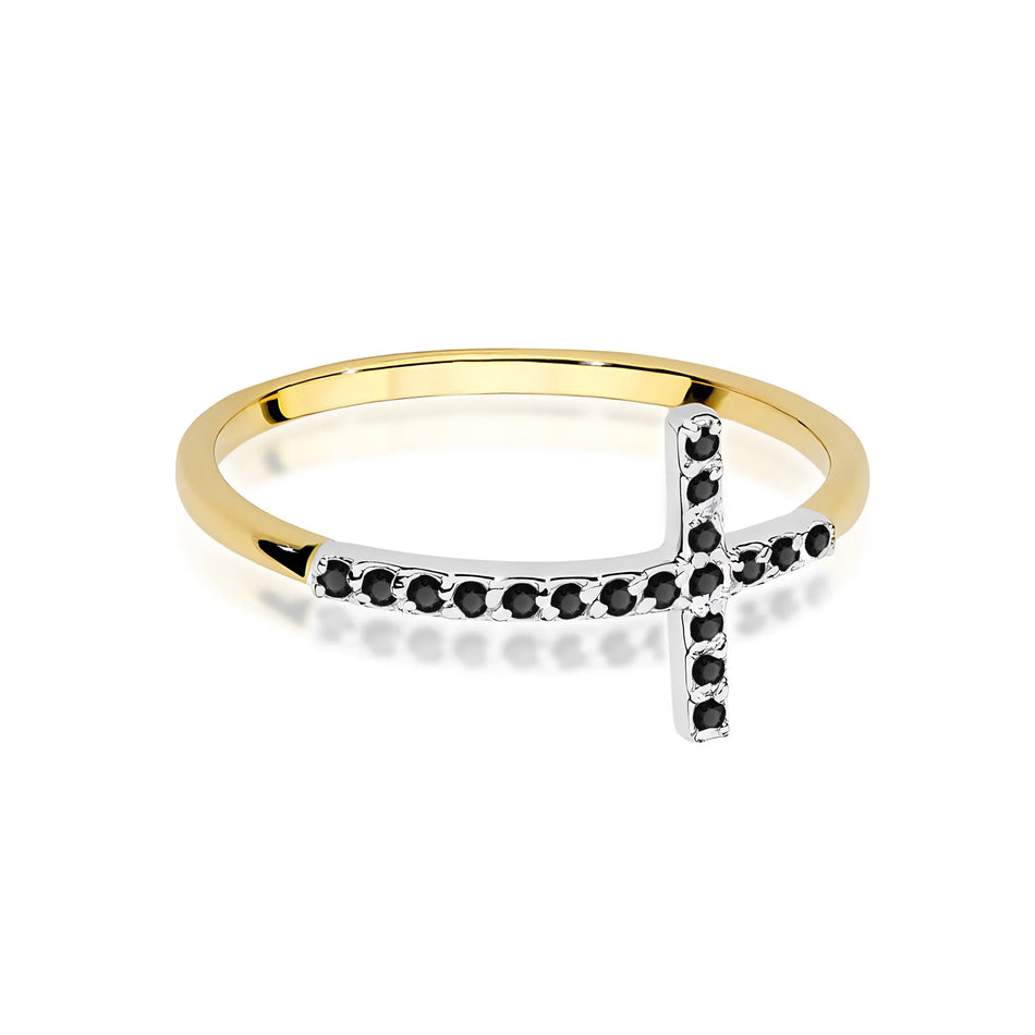 Gold Ring with 0.09ct Black diamonds