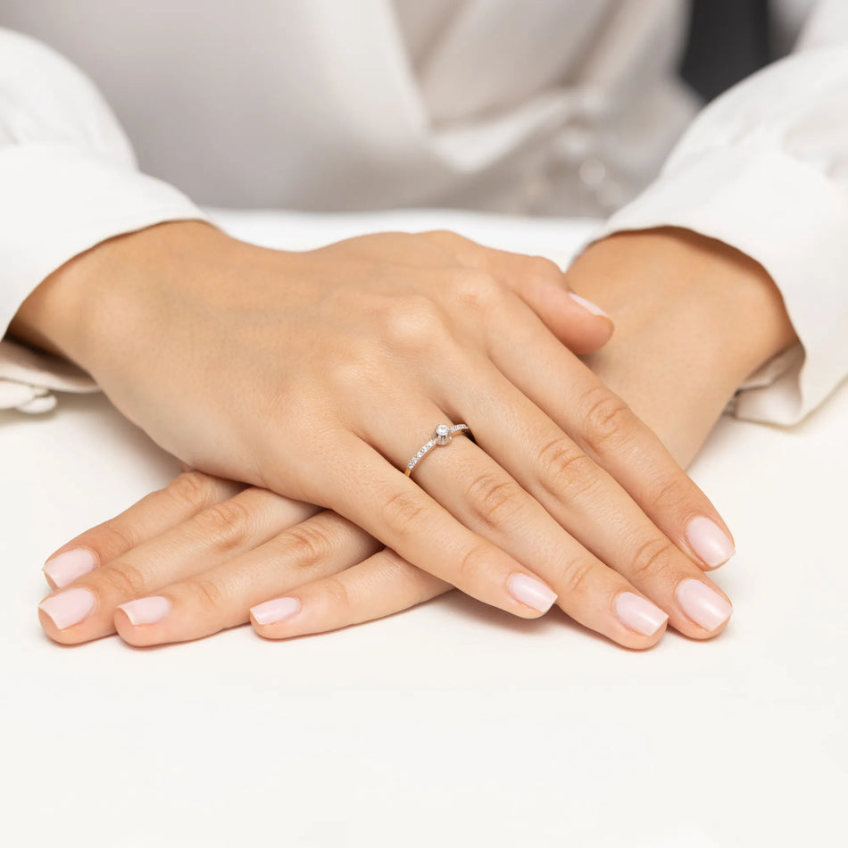 Zlatý prsten s diamanty 0,08 ct a 0,09 ct