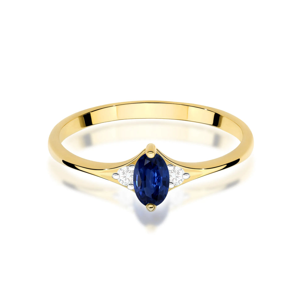 Gold Ring with 0.30ct Sapphire and 0.04ct Diamonds
