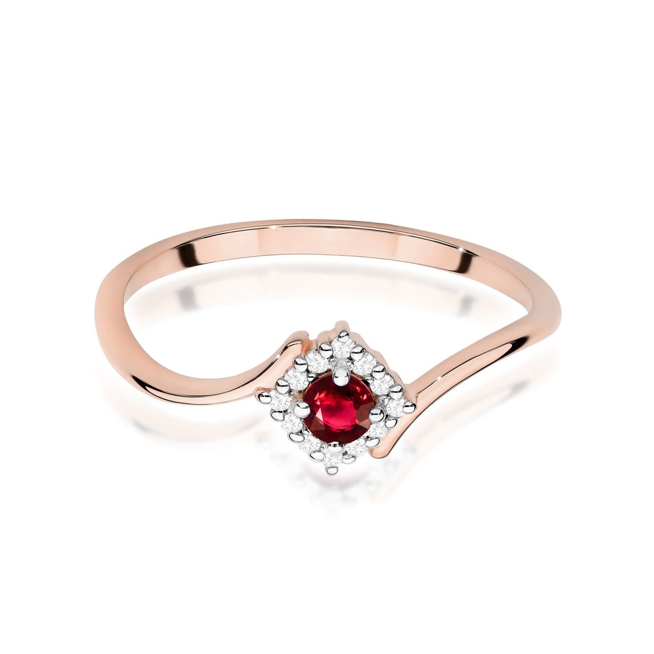 Gold Ring with 0.15ct Ruby and 0.06ct Diamonds