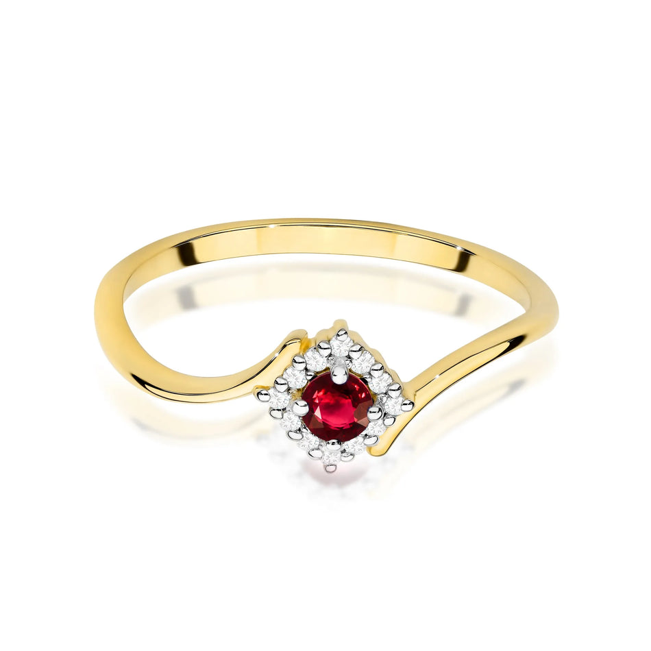 Gold Ring with 0.15ct Ruby and 0.06ct Diamonds