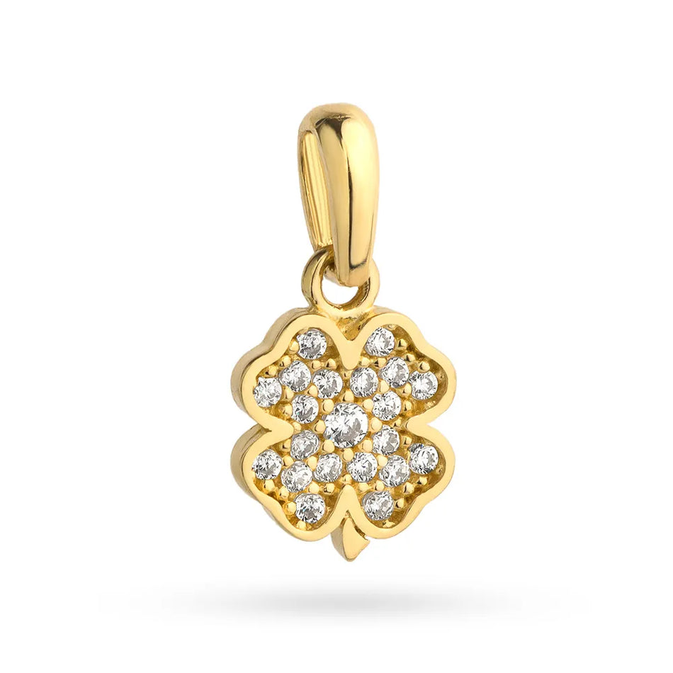 Gold Pendant Clover with Zirconia