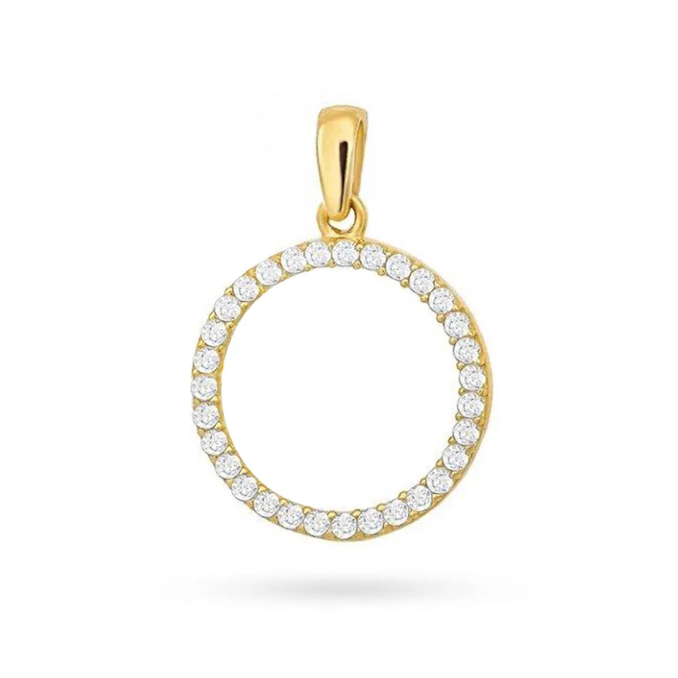 Gold Pendant Ring with Zirconia
