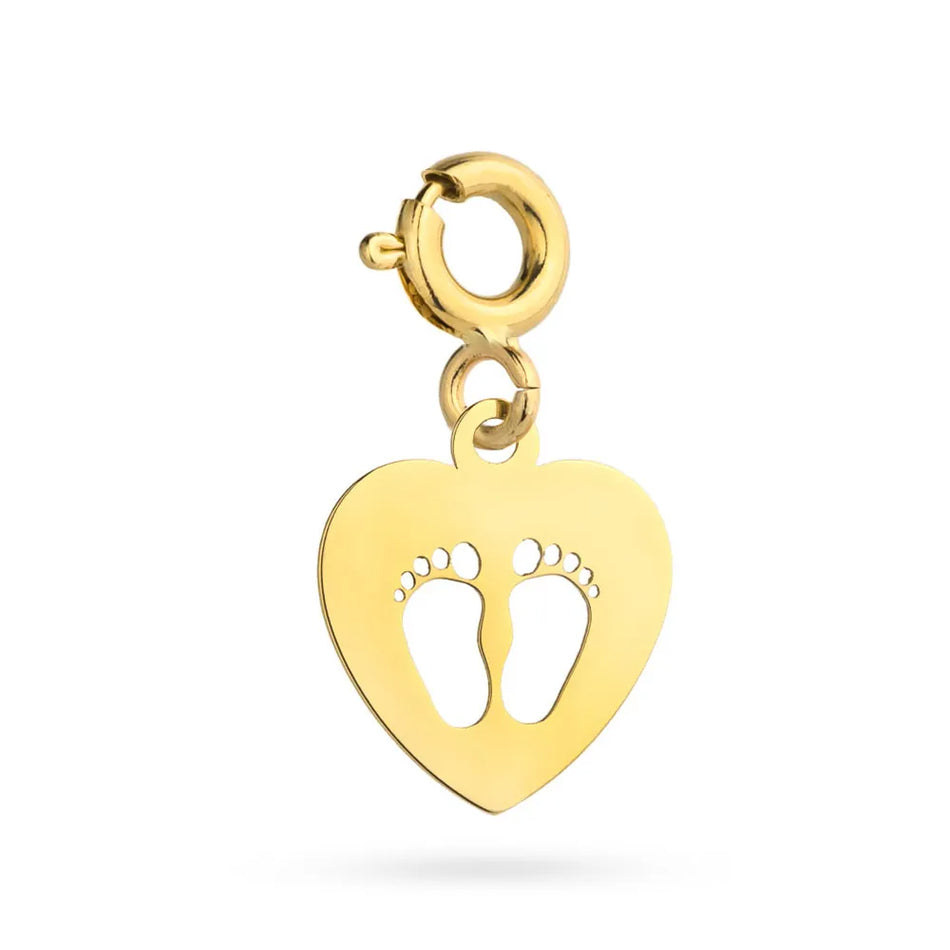 Gold Pendant Feet in Heart