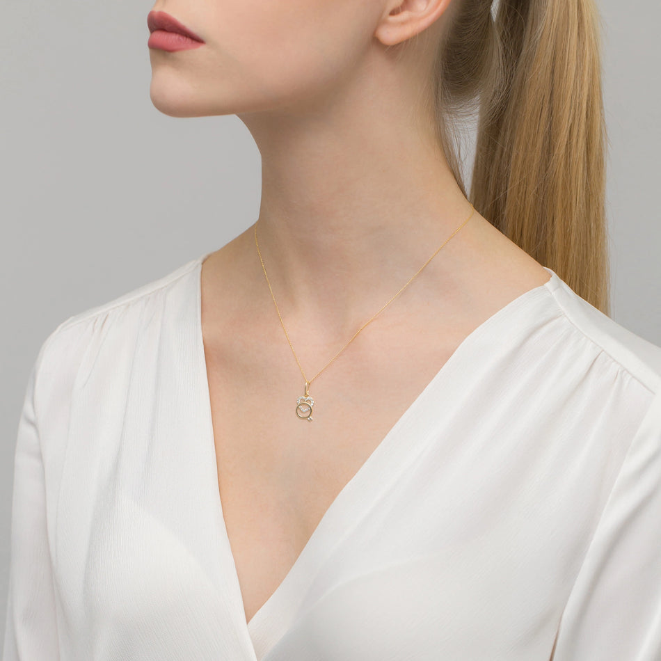 Dvoubarevný zlatý prsten s přívěskem a srdce zirkonie