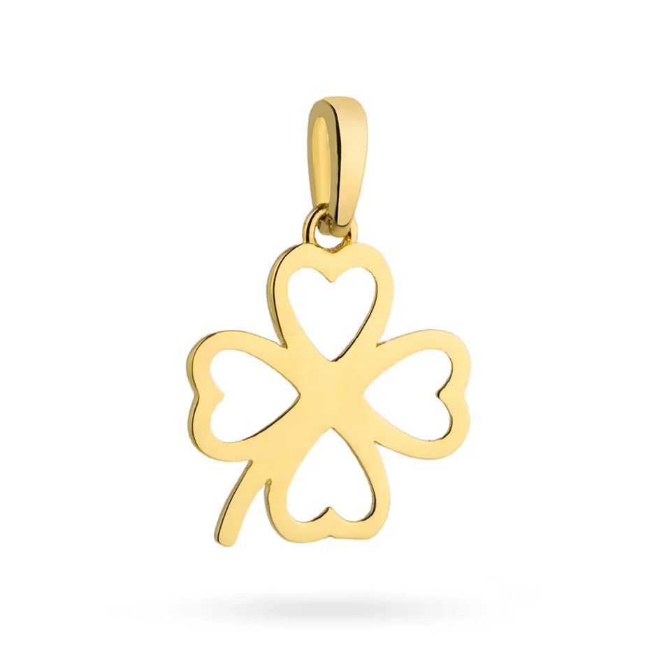 Gold Pendant Clover with Hearts