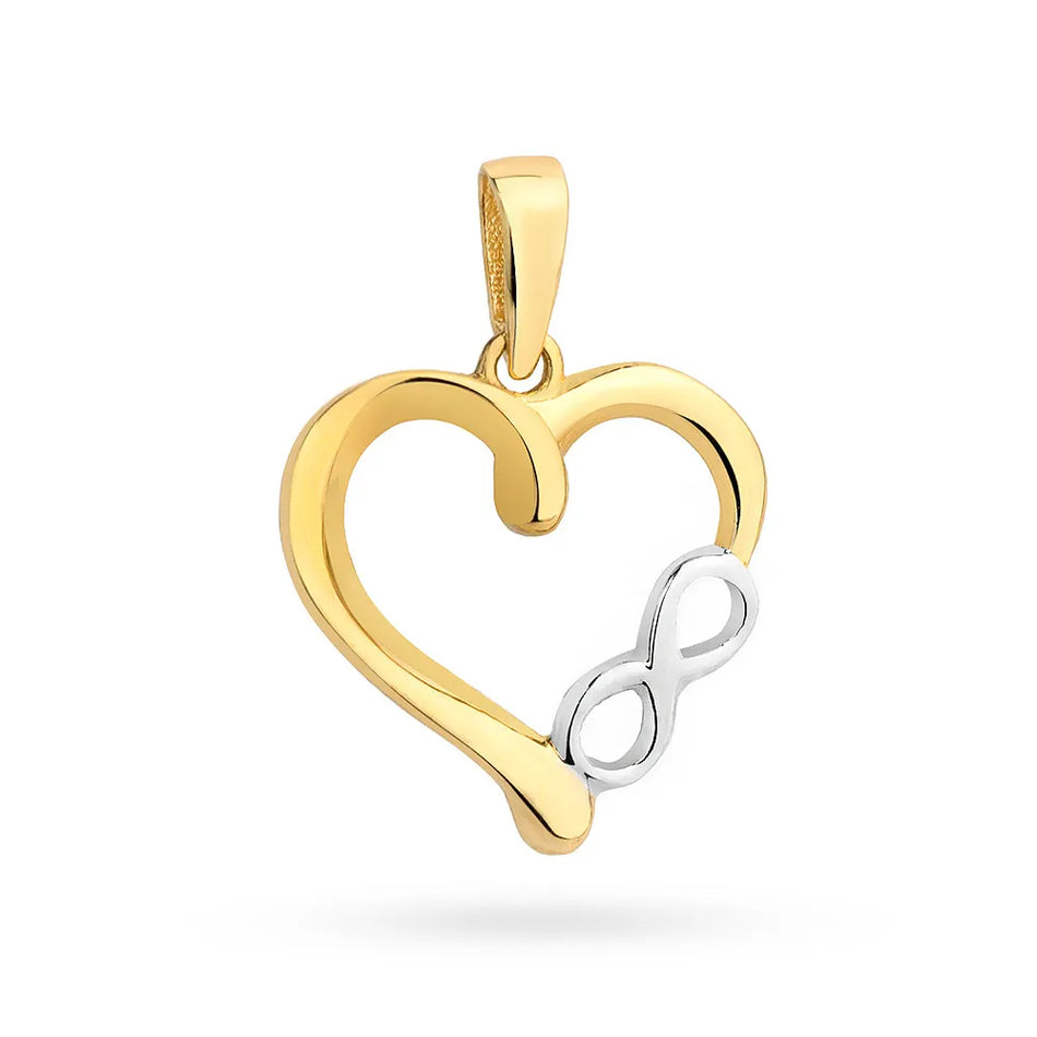 Dvoubarevný zlatý přívěsek srdce a nekonečno