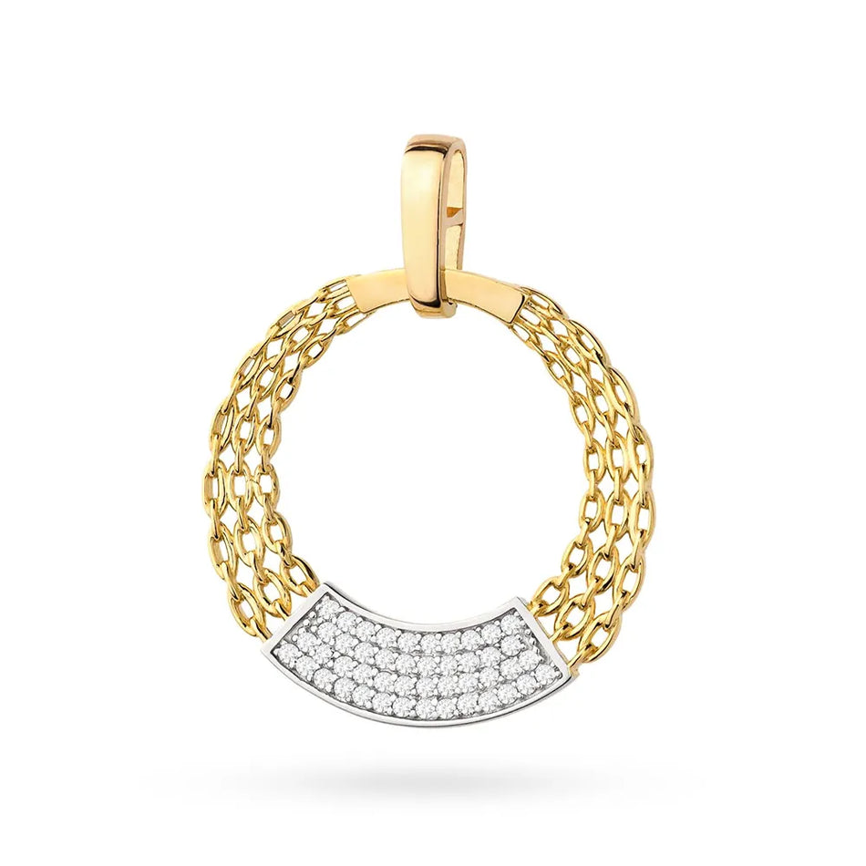 Two-color Gold Pendant with Zirconia