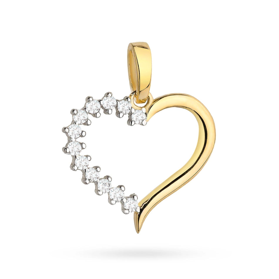 Zlatý přívěsek srdce se zirkony