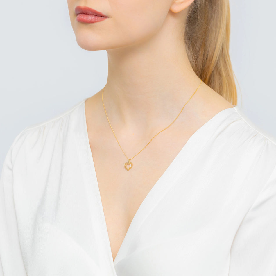 Zlatý přívěsek dvě srdce se zirkony