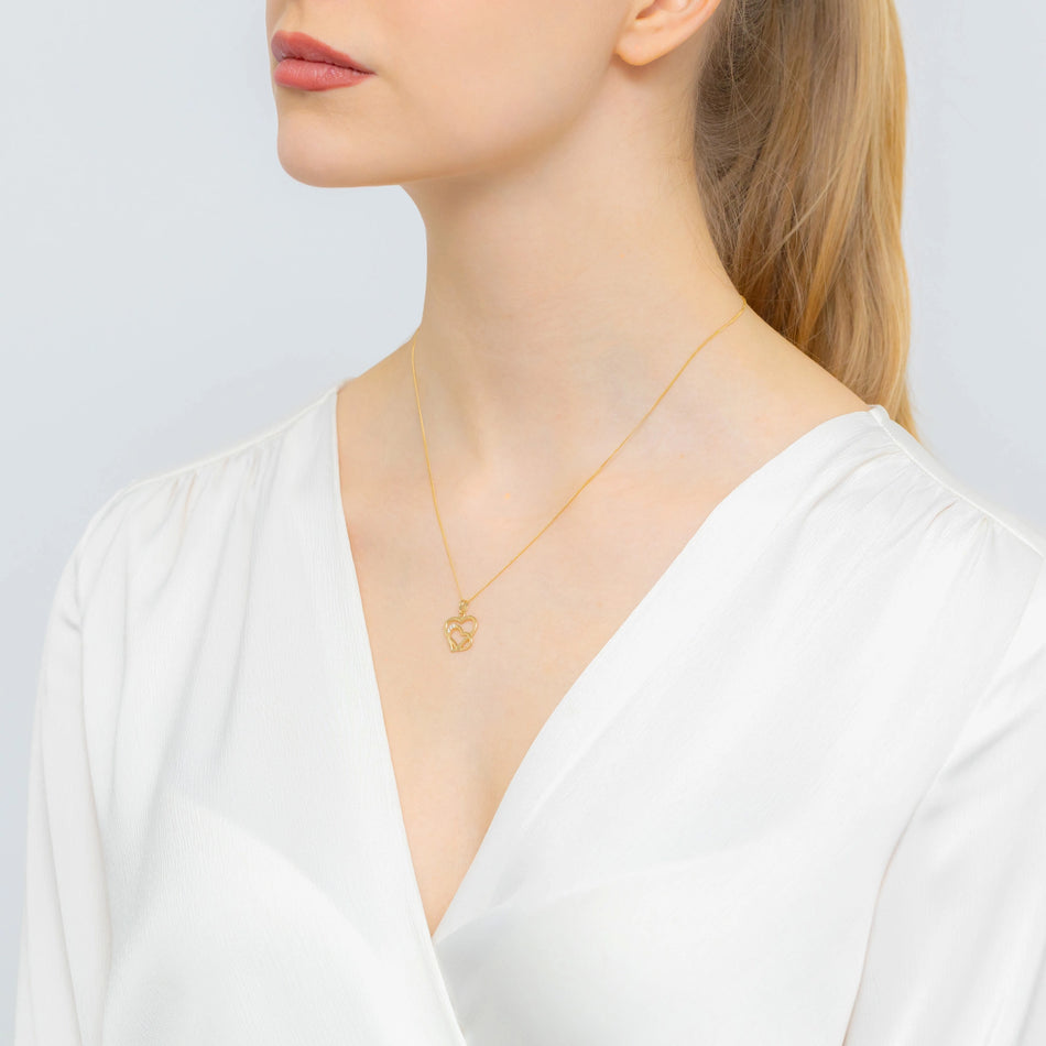 Zlatý přívěsek srdce se zirkony