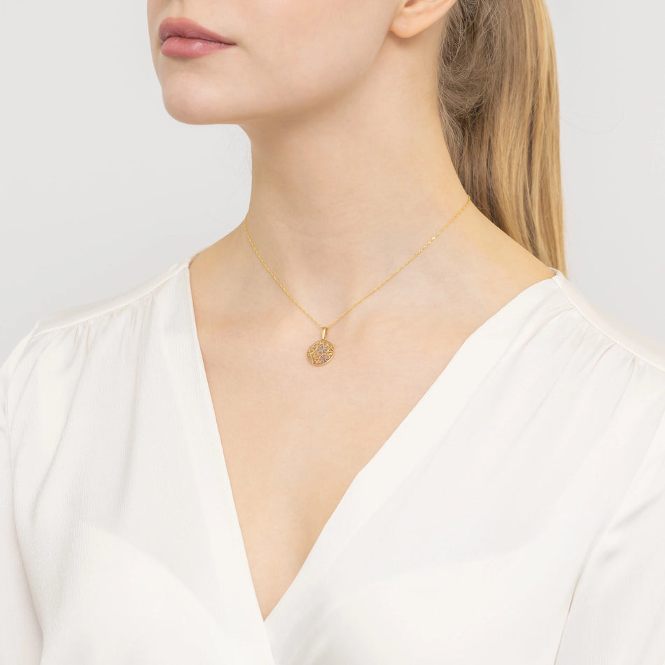 Two-color Gold Flower Pendant