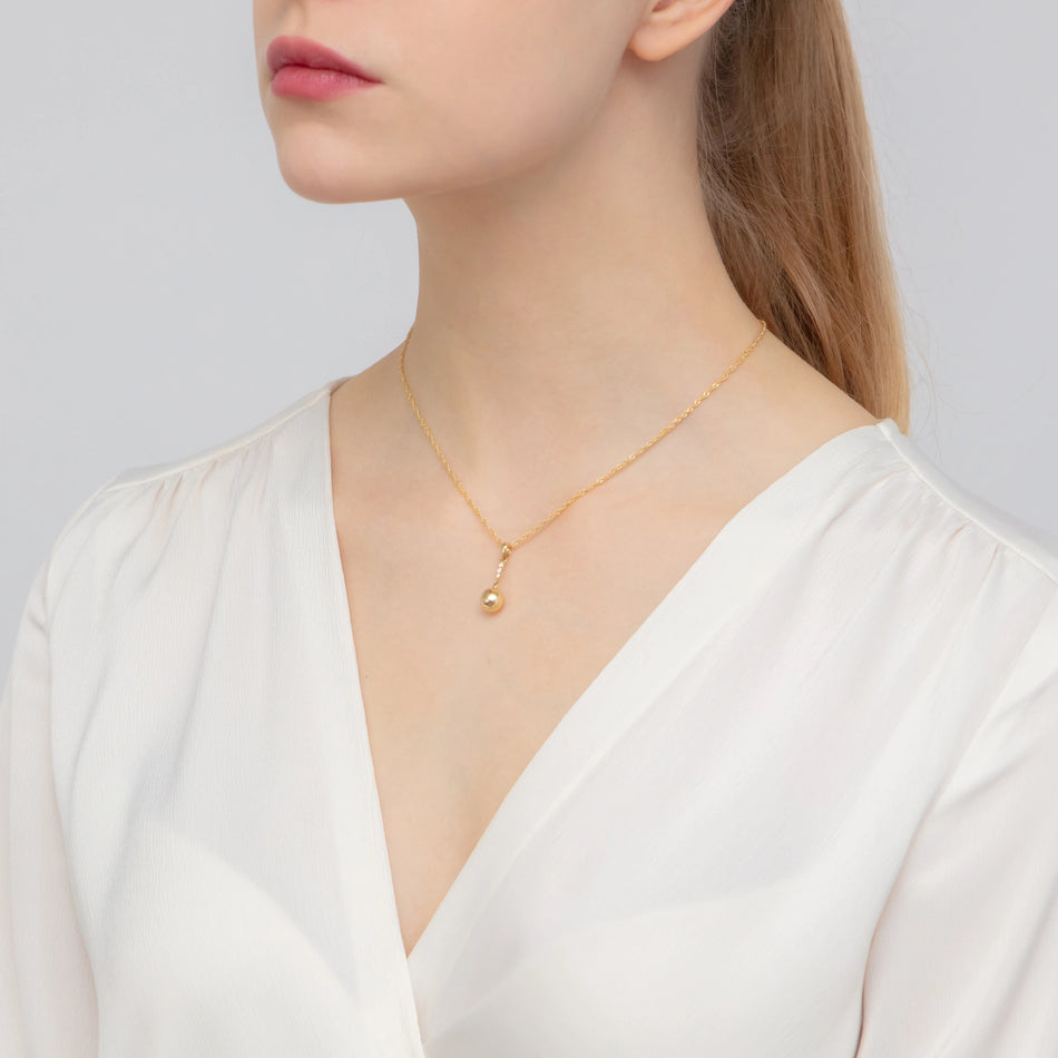 Gold Pendant Hanging Bead with Zirconia