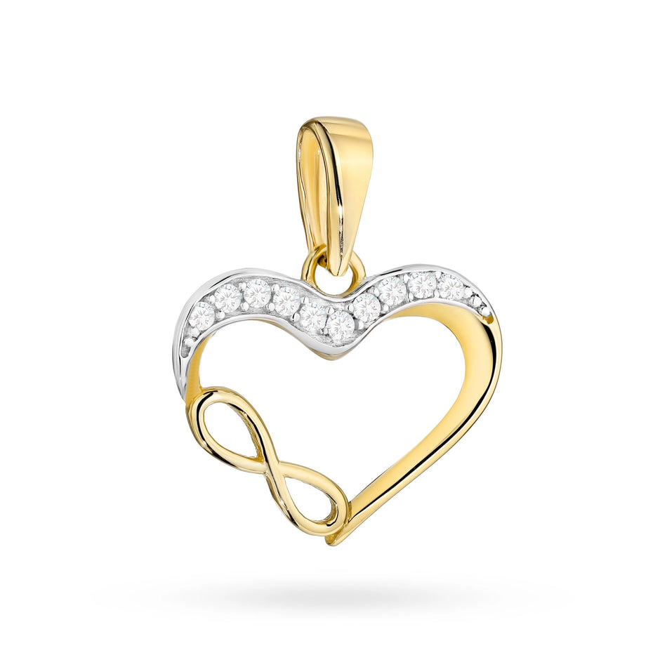 Gold Pendant with Zirconia Heart Infinity Sign