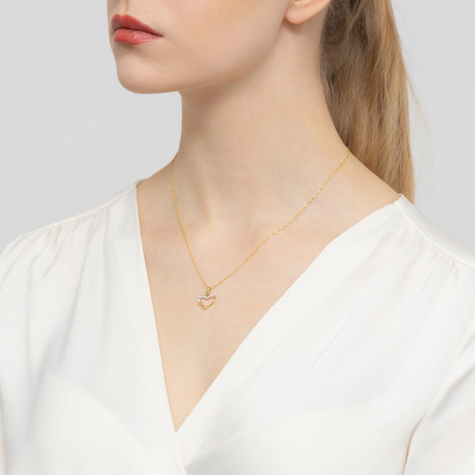 Gold Pendant with Zirconia Heart Infinity Sign