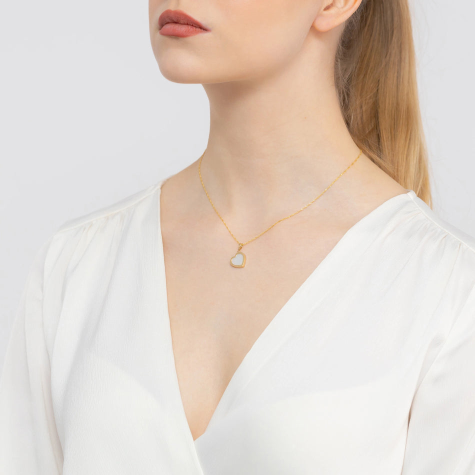 Zlatý přívěsek srdce perleť