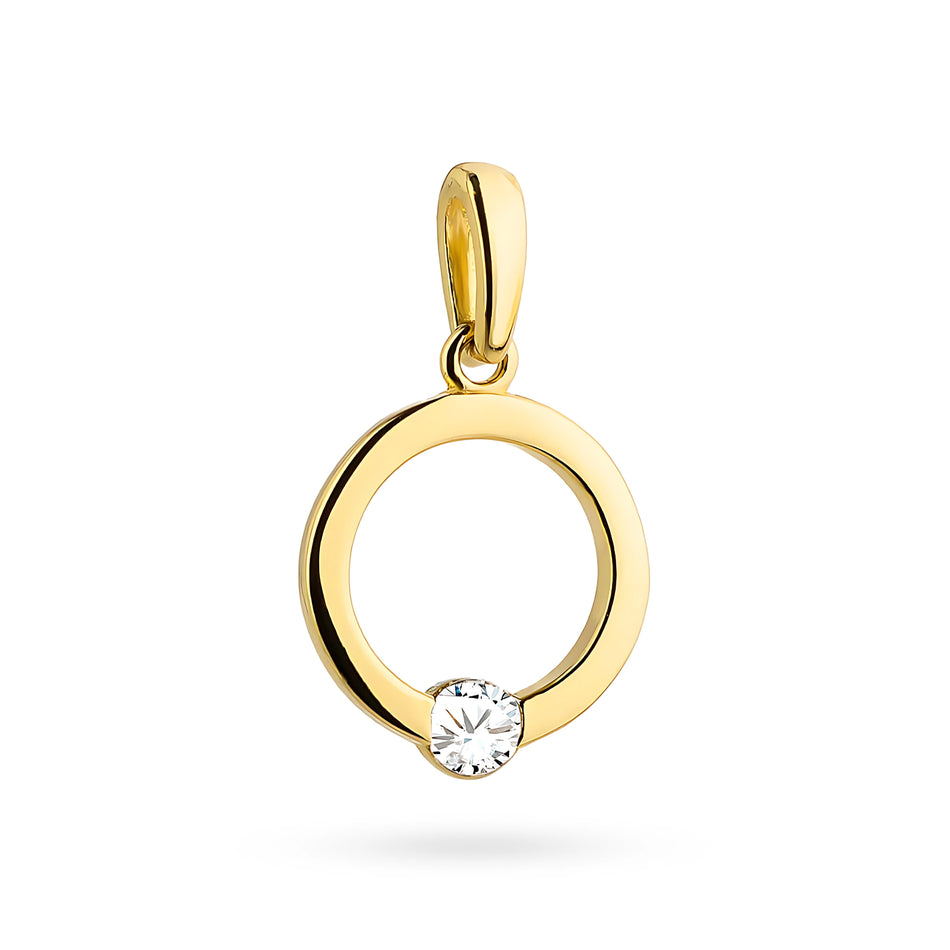 Zlatý prsten s přívěskem se zirkony