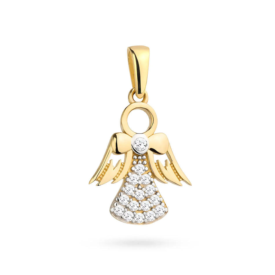 Gold Pendant Angel with Zirconia