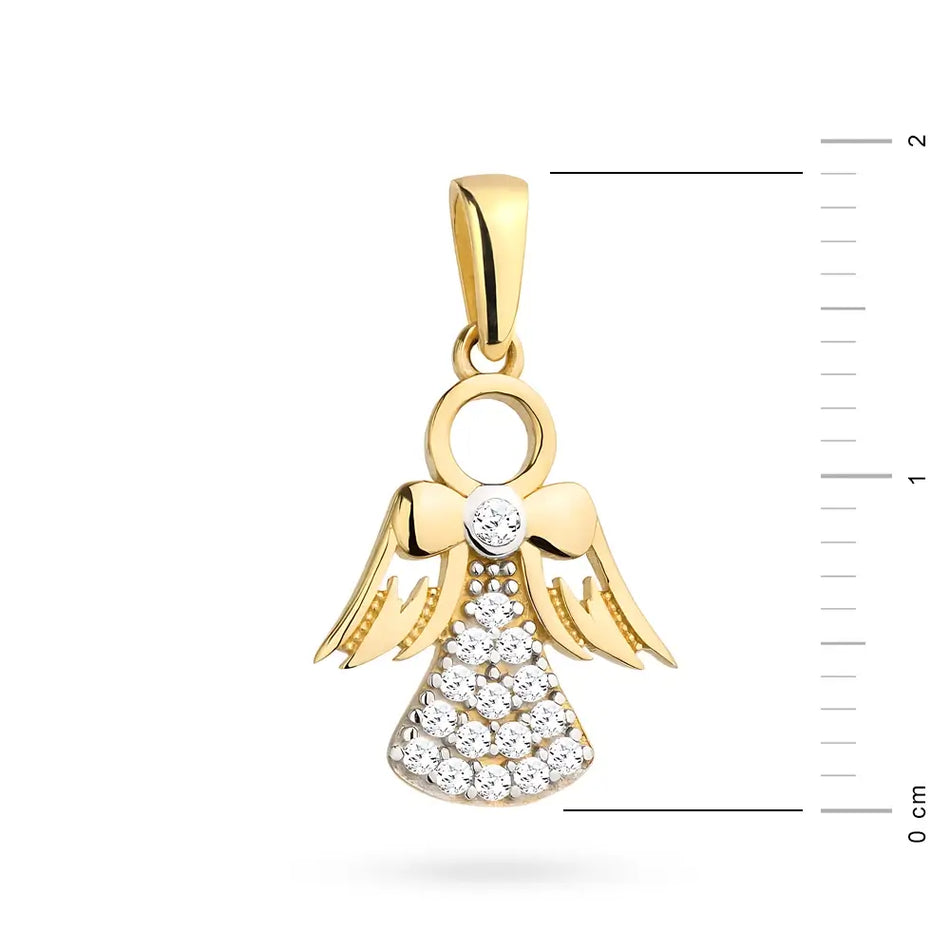 Gold Pendant Angel with Zirconia