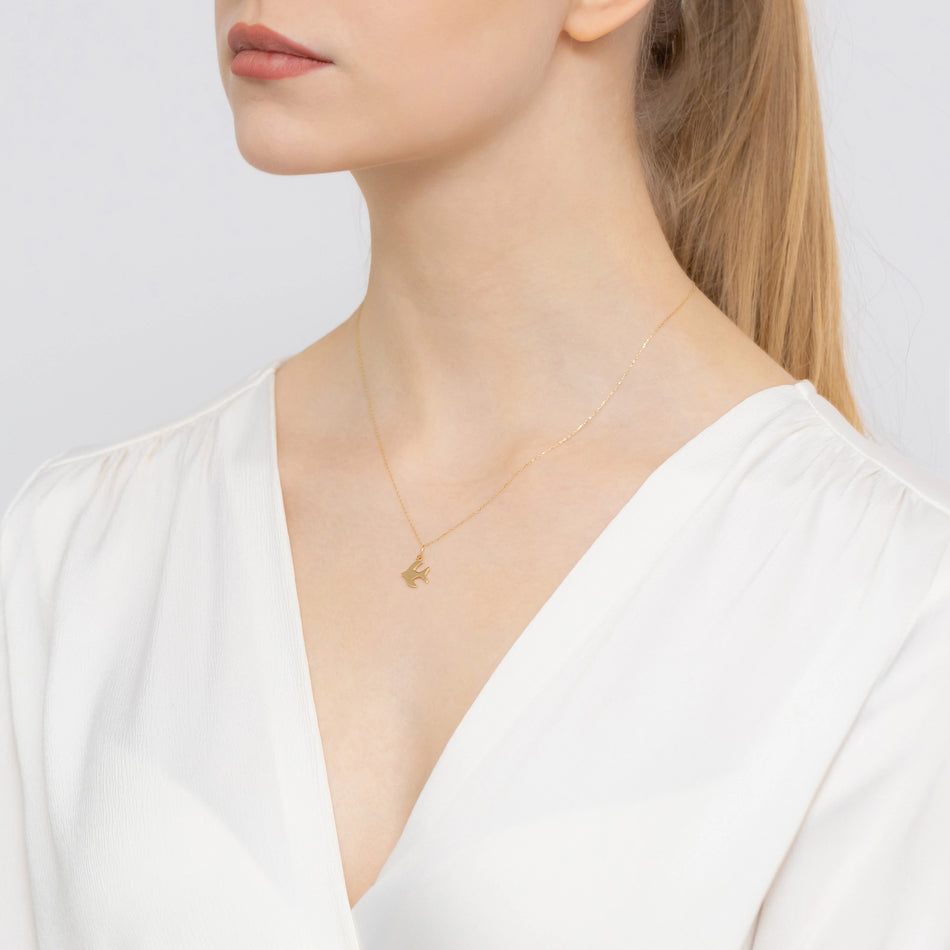 Gold Pendant Swallow Bird
