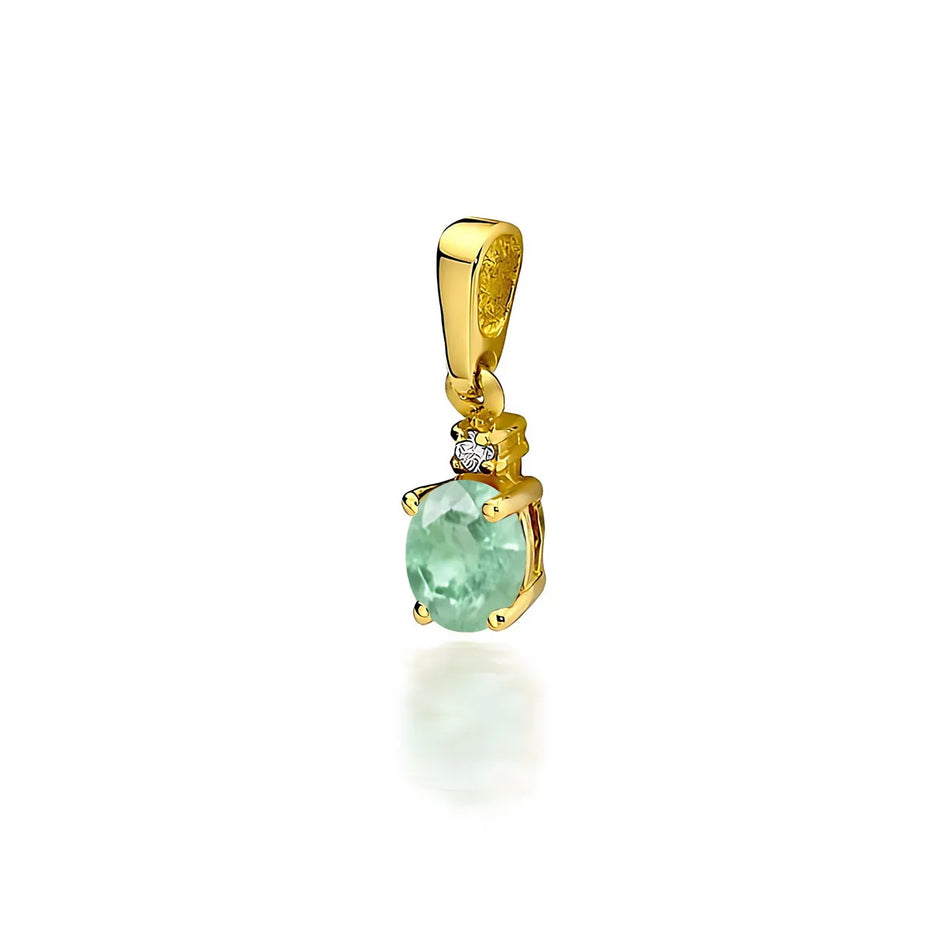 Gold Pendant with Emerald and Diamonds