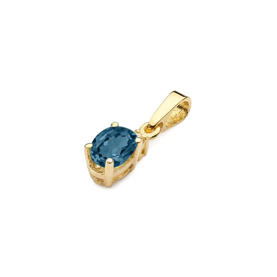 Gold pendant with London Blue topaz and diamond