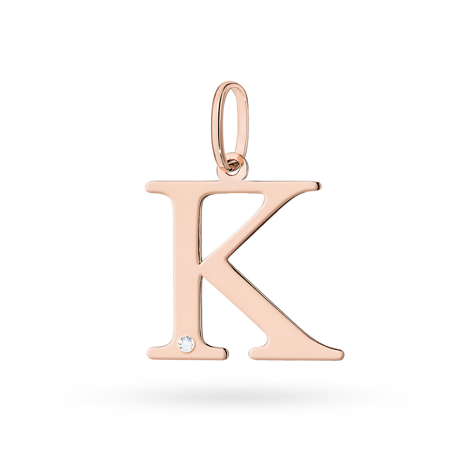 Gold Pendant with 0.005ct Diamond Letter K