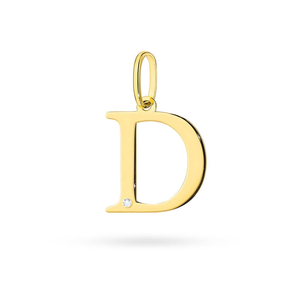 Gold Pendant with 0.005ct Diamond Letter D