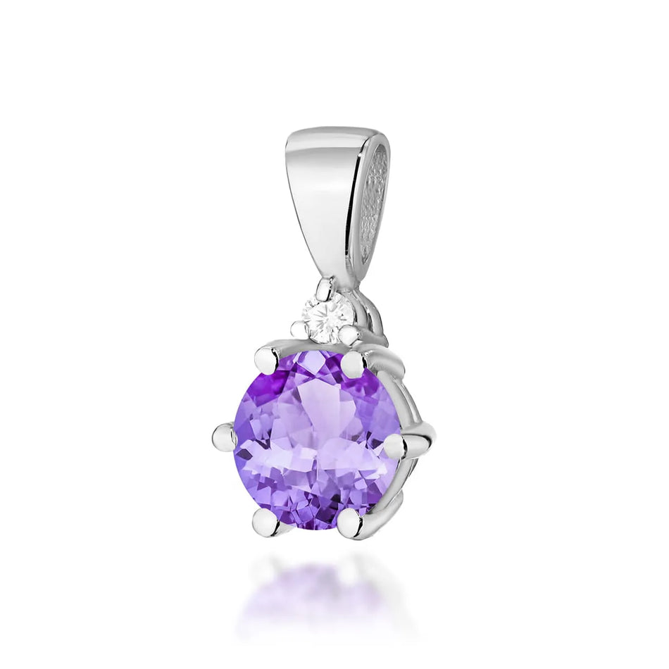 Gold Pendant with 0.50ct Amethyst and 0.015ct Diamond