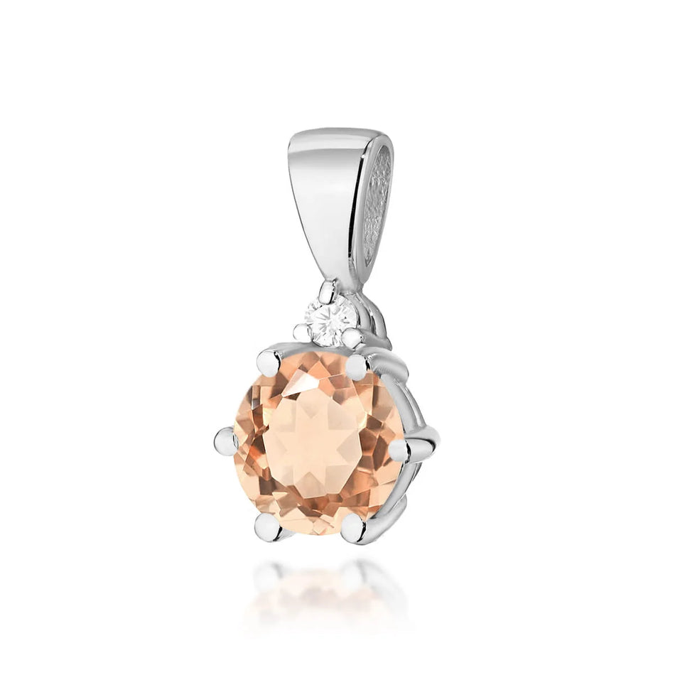 Gold Pendant with 0.40ct Morganite and 0.015ct Diamond