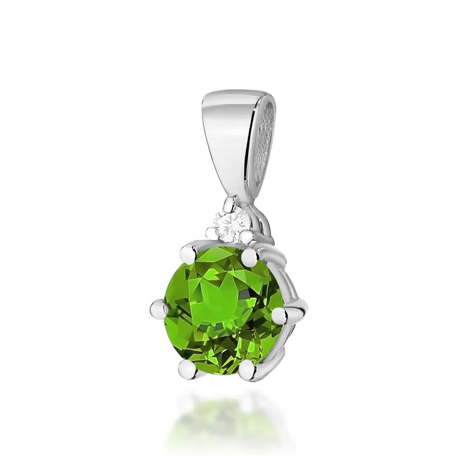 Gold Pendant with 0.60ct Olivine and 0.015ct Diamonds
