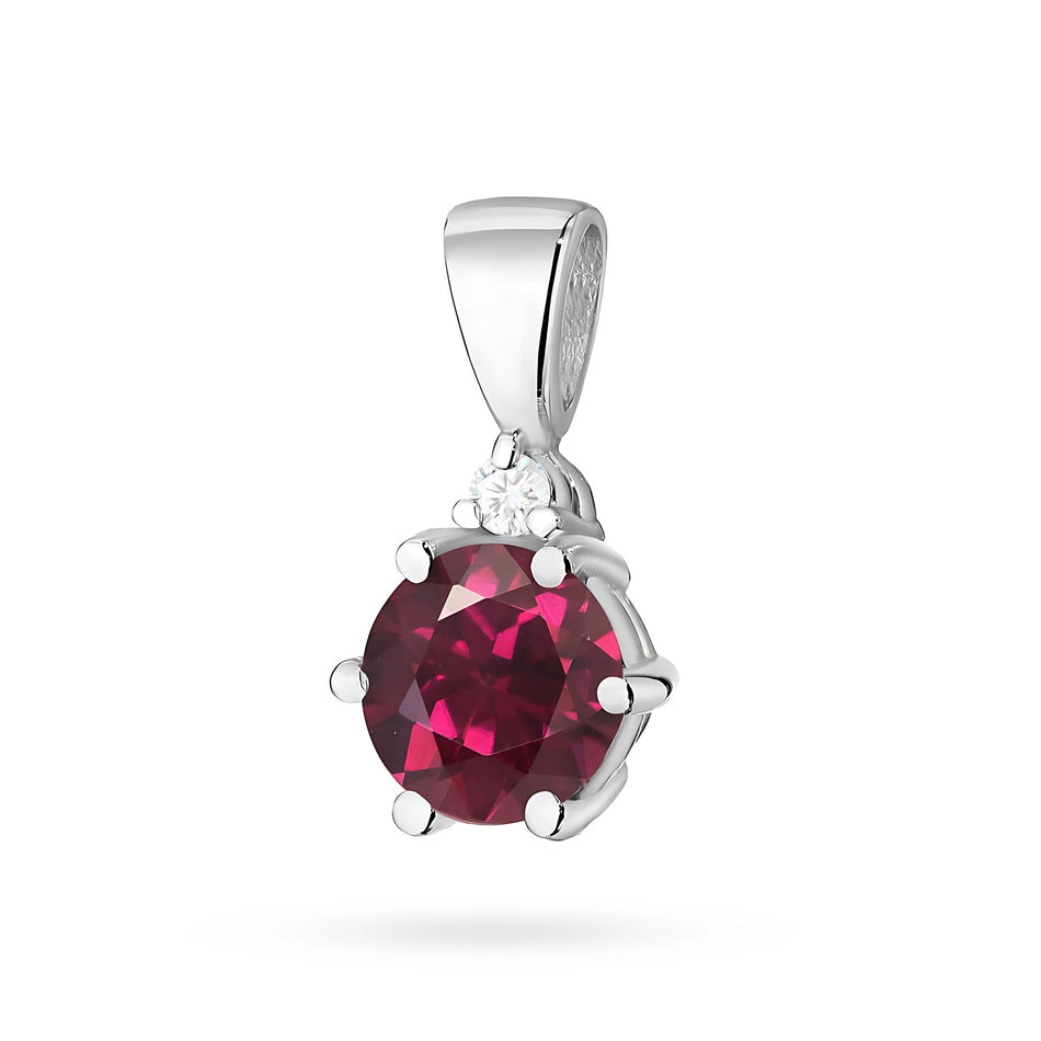 Gold Pendant with 0.60ct Rhodolite and 0.015ct Diamonds